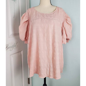 Milk + Honey Pink Blouse Size 2X